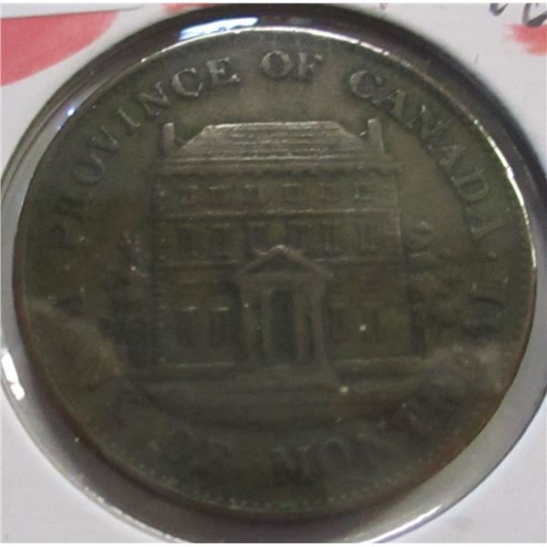 1844 PROVINCE OF CANADA BANK OF MONTREAL HALF PENNY TOKEN