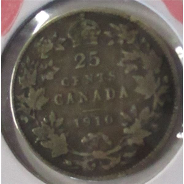 1910 CANADA KING EDWARD VII SILVER QUARTER