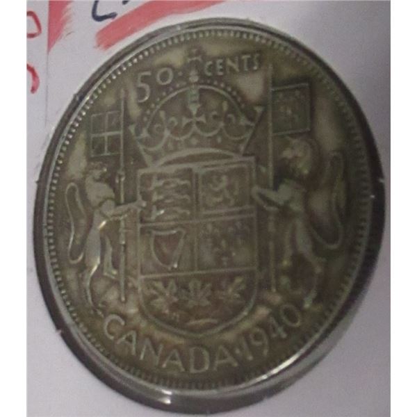 1940 CANADA SILVER HALF DOLLAR