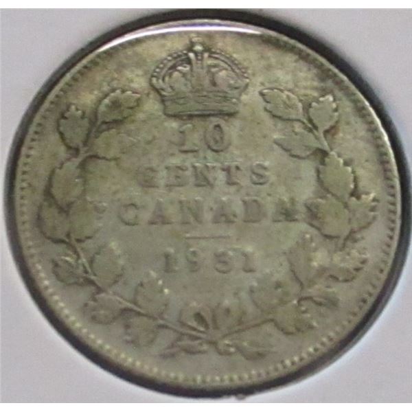 1931 CANADA KING GEORGE V SILVER DIME