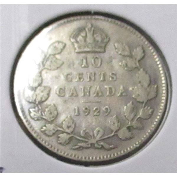 1929 CANADA KING GEORGE V SILVER DIME