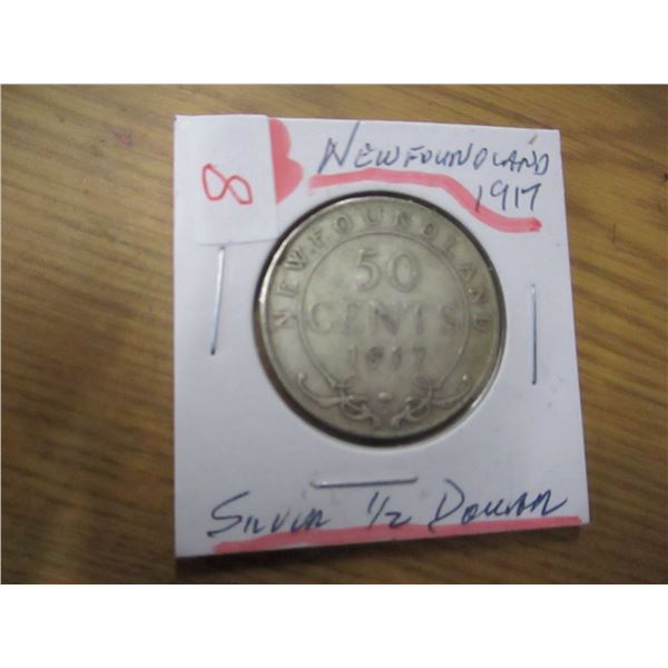 1917 NEWFOUNDLAND SILVER HALF DOLLAR