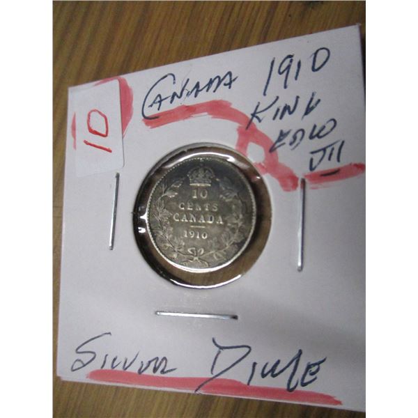 1910 CANADA KING EDWARD VII SILVER DIME