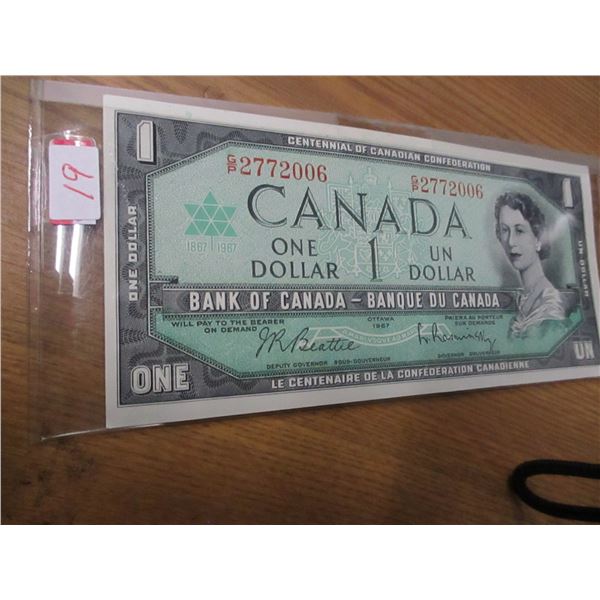 1967 CANADA CENTENNIAL SERIAL NUMBER $1 BILL