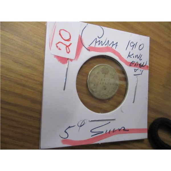 1910 CANADA SILVER FIVE CENT