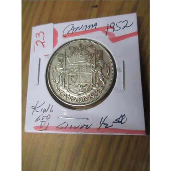 1952 KING GEORGE VI SILVER HALF DOLLAR