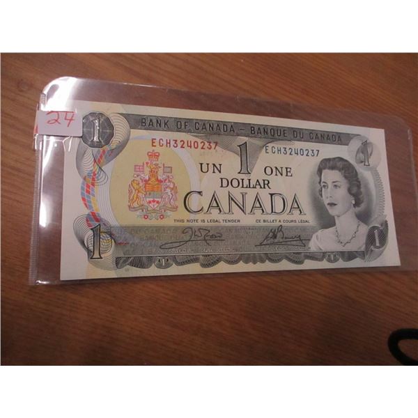1973 CRISP UNCIRCULATED LAST OF CANADA MULTI COLORED $1 BILL