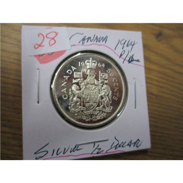 1964 PROOF LIKE CANADA SILVER HALF DOLLAR