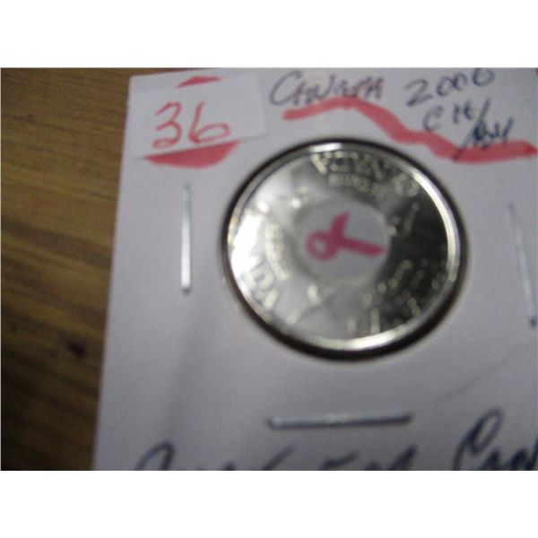 2006 CURE FOR CANCER UNCIRCULATED CANADA QUARTER