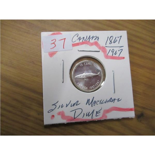 1867 - 1967 MACKERAL FISH SILVER DIME