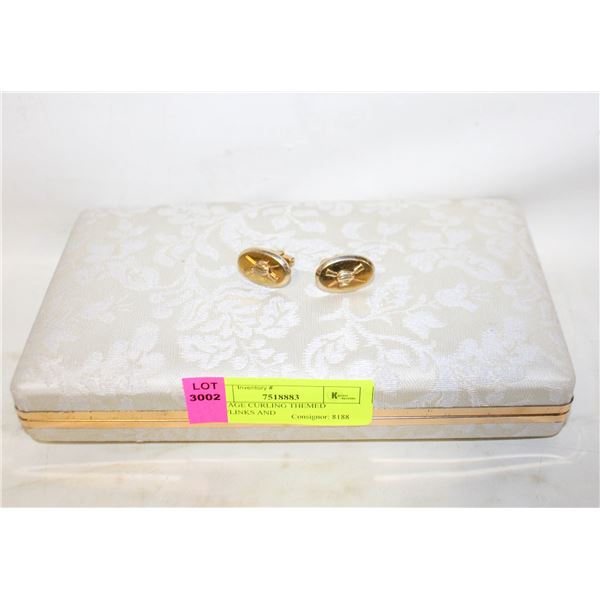 VINTAGE CURLING THEMED CUFFLINKS AND