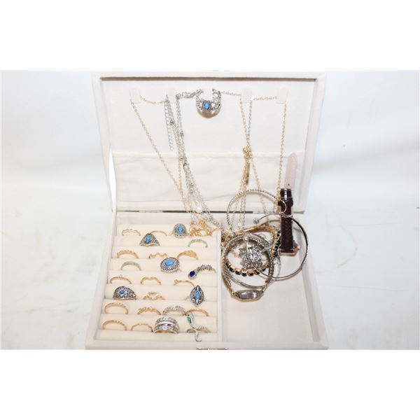 ESTATE JEWELRY BOX FULL OF JEWELRY