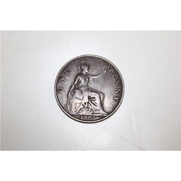 1901 BRONZE BRITAIN LARGE ONE PENNY