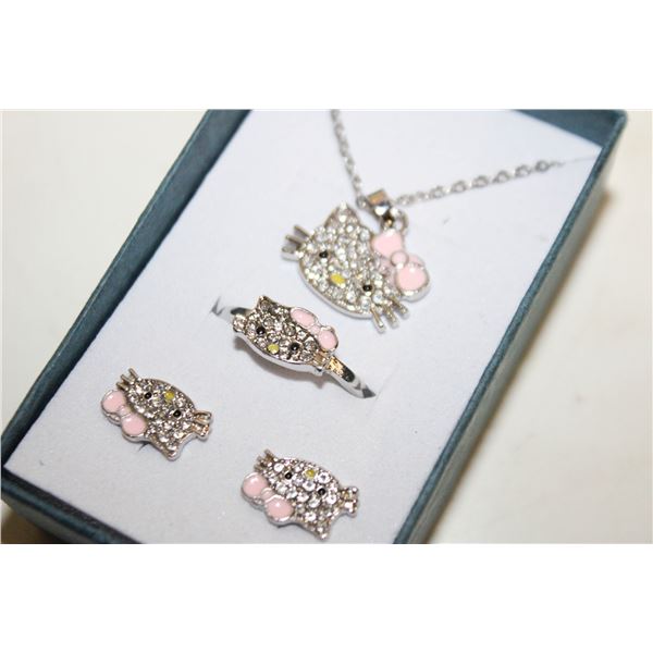 NEW NECKLACE AND ADJUSTABLE RING WITH EARRINGS