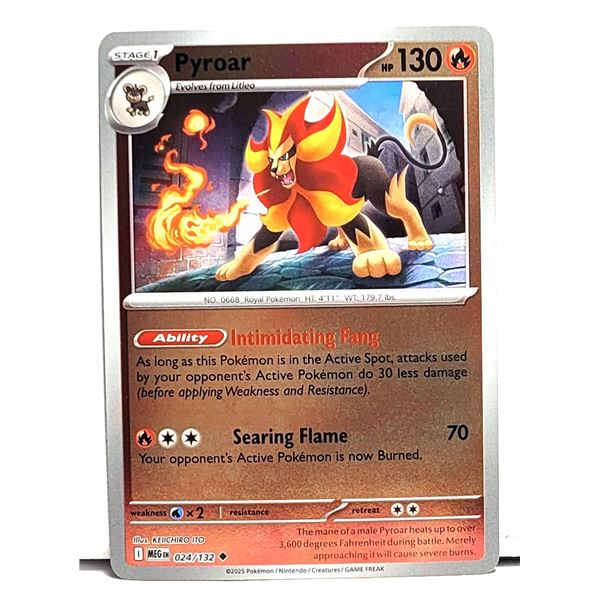 34)  PYROAR POKEMON CARD, REVERSE