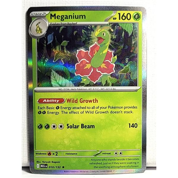 32)  MEGANIUM POKEMON HOLO CARD,