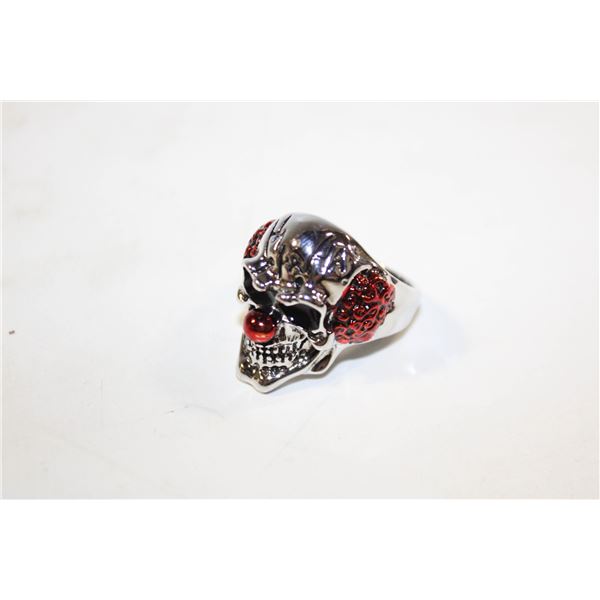 NEW CLOWN SKULL RING (STEEL) SZ12