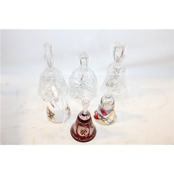VINTAGE CRYSTAL/GLASS BELLS ASSORTED