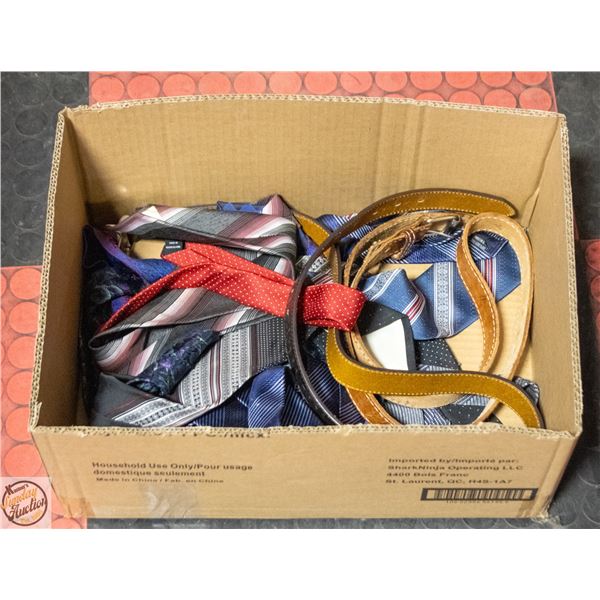 LOT OF VARIOUS TIES AND BELTS