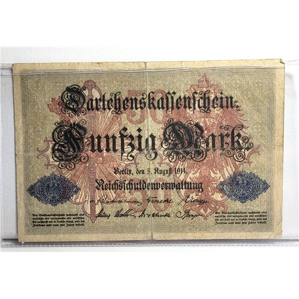 1)  FROM 1914 GERMANY, 50 MARK BANK-