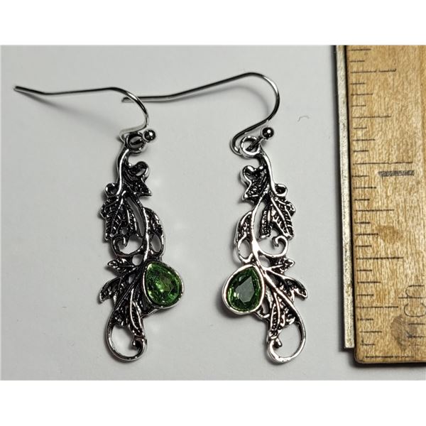 24)  SILVER TONE DROP EARRINGS WITH