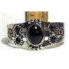 Image 1 : 18)  SILVER TONE WITH BLACK ONYX LOOK