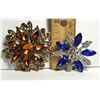 Image 1 : 17)  LOT OF 2 SPARKLY CRYSTAL BROOCHES