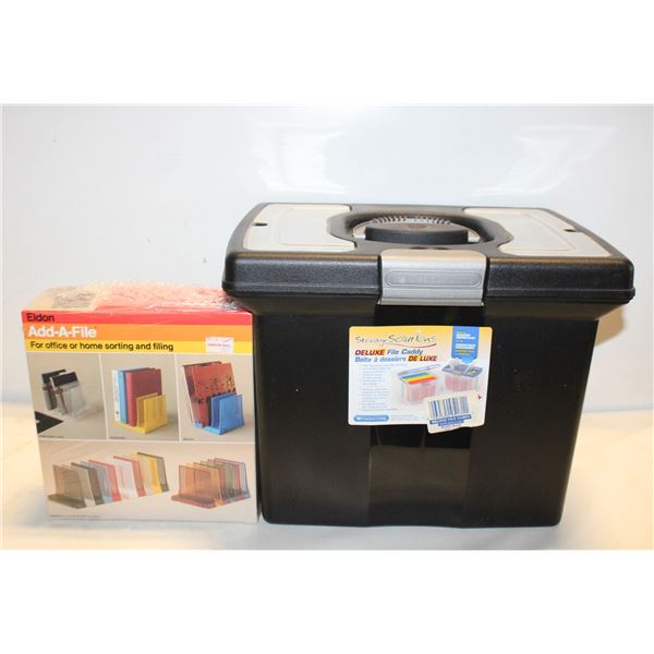 FILE CADDY WITH REPORT COVERS & 2 ADD-A-FILE