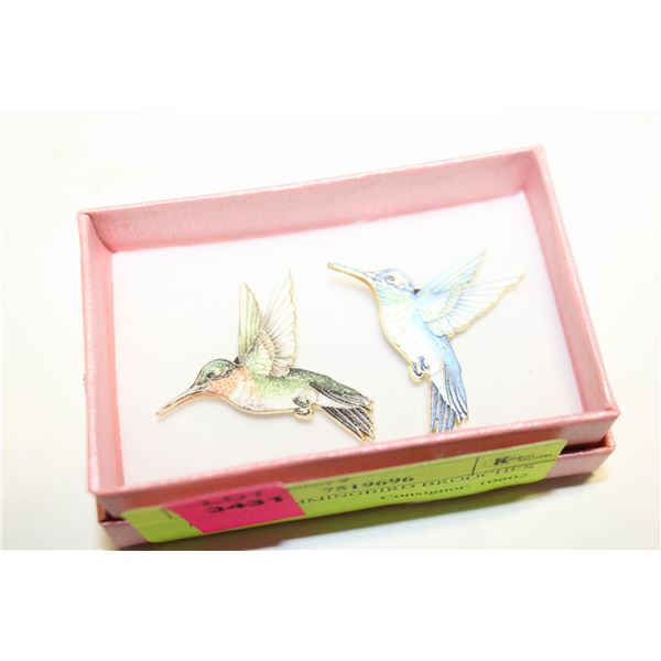 NEW 2 HUMMINGBIRD BROOCHES METAL