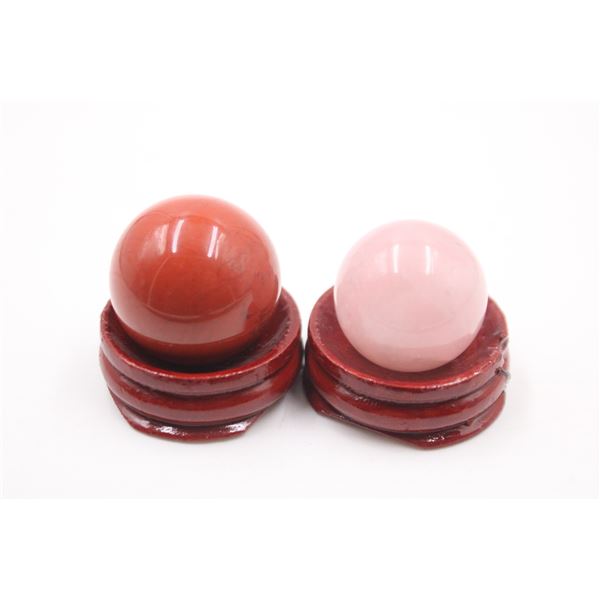 #221-NATURAL CAMELIAN & ROSE QUARTZ SPHERE BALL