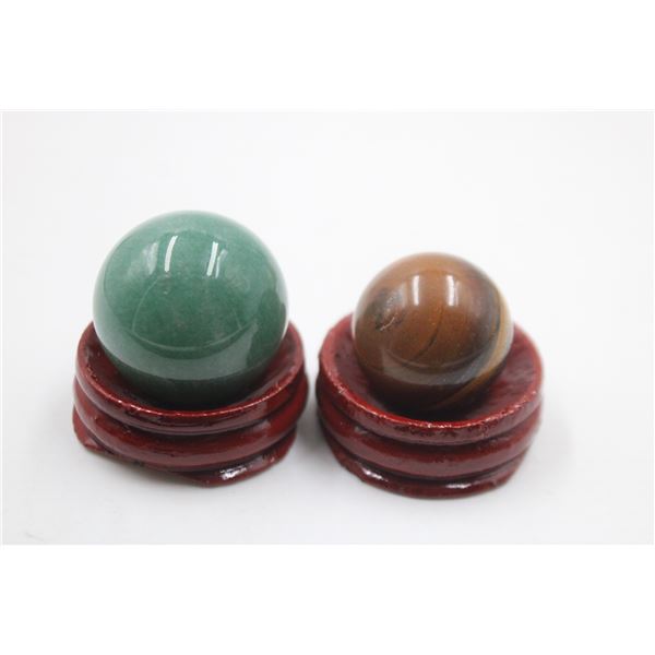#217-NATURAL  TIGER EYE & AVENTURINE SPHERE BALL