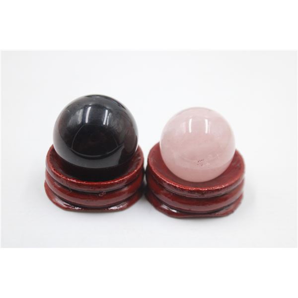 #229-NATURAL RED TIGER EYE & ROSE QZ SPHERE BALL