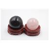 Image 1 : #229-NATURAL RED TIGER EYE & ROSE QZ SPHERE BALL