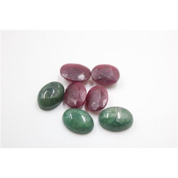#21-NATURAL GREEN EMERALD  & RUBY GEMSTONES 61.20C
