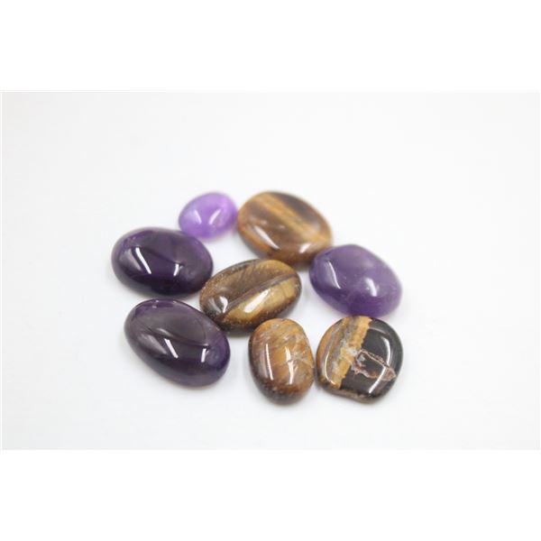 #62-NATURAL YELLOW TIGER EYE & AMETHYST 56.40CT