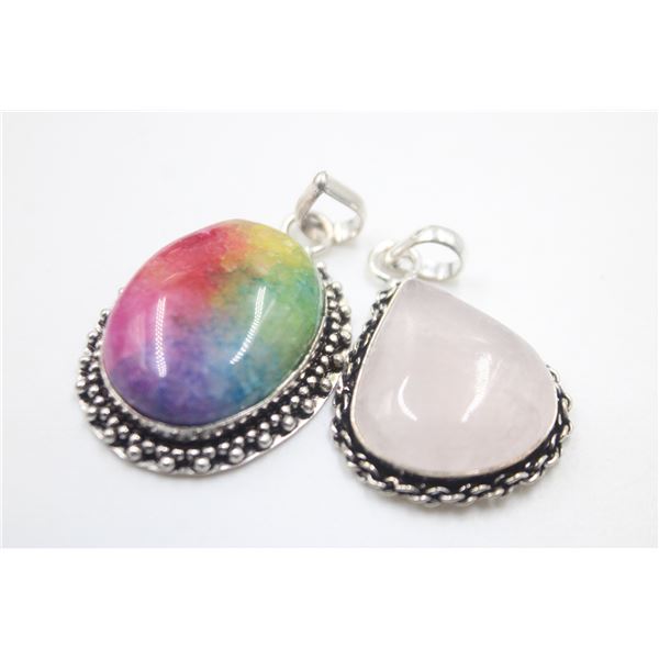 #160-NATURAL RAINBOW SOLAR QUARTZ & PINK ROSE QZ