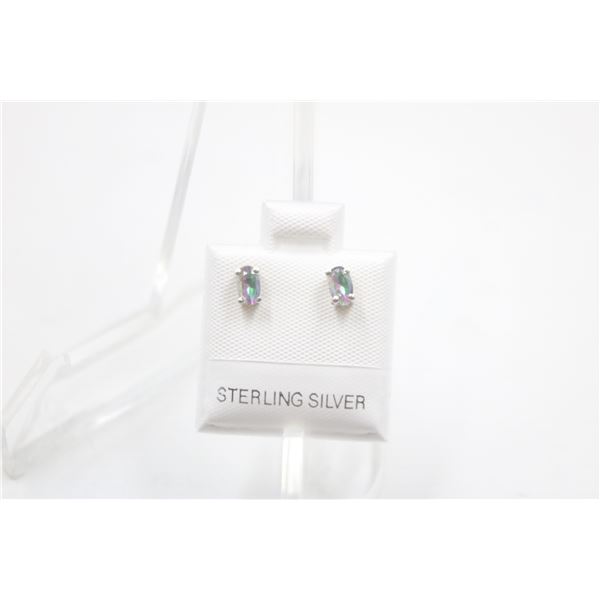 #114-NATURAL MYSTIC TOPAZ STUD EARRINGS