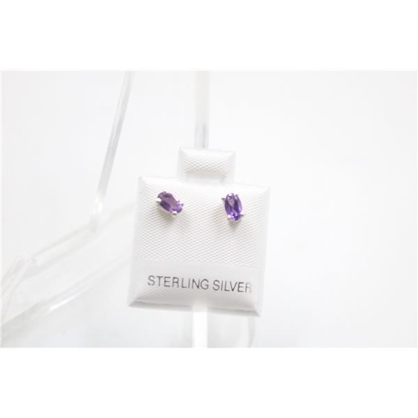#110-NATURAL AMETHYST STUD EARRINGS