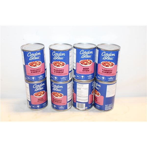 8 CANS CORDON BLEU BEEF STEW BB 11/2025