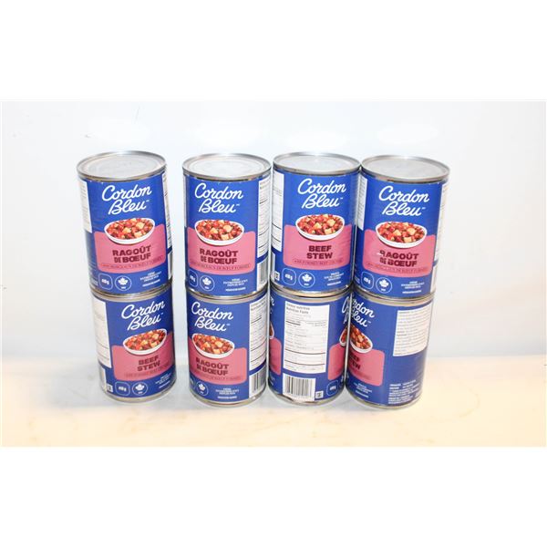 8 CANS CORDON BLEU BEEF STEW BB 11/2025