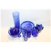 Image 1 : VINTAGE BLUE GLASS PIECES- BOX LOT ASSORTED