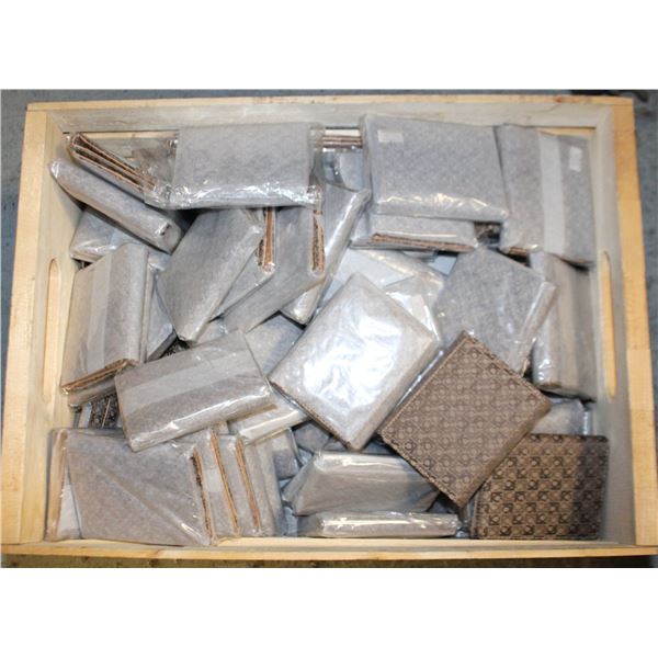 WOODEN CRATED WITH OLD STOCK SMALL BUTTON CLOSURE