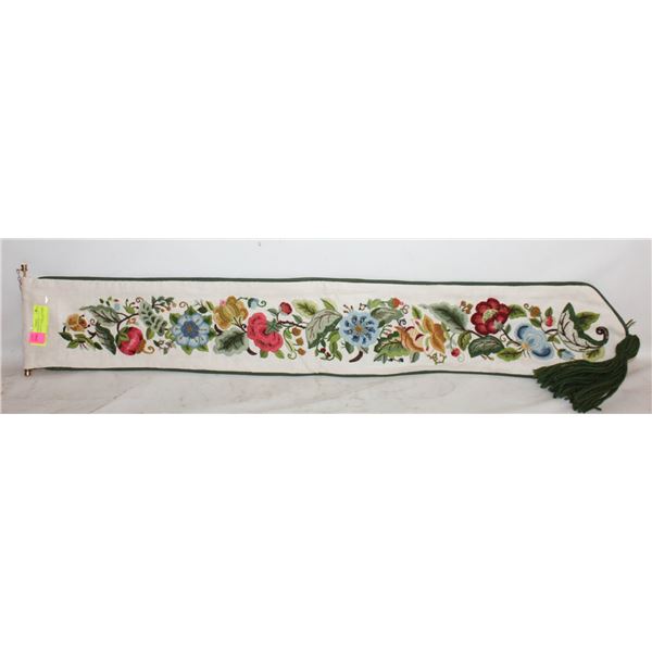 VINTAGE NEEDLEPOINT EMBROIDERED FLORAL "TAPESTRY"