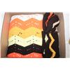 Image 1 : VINTAGE KNIT AFGHAN BLANKET W/2 SMALL THROWS