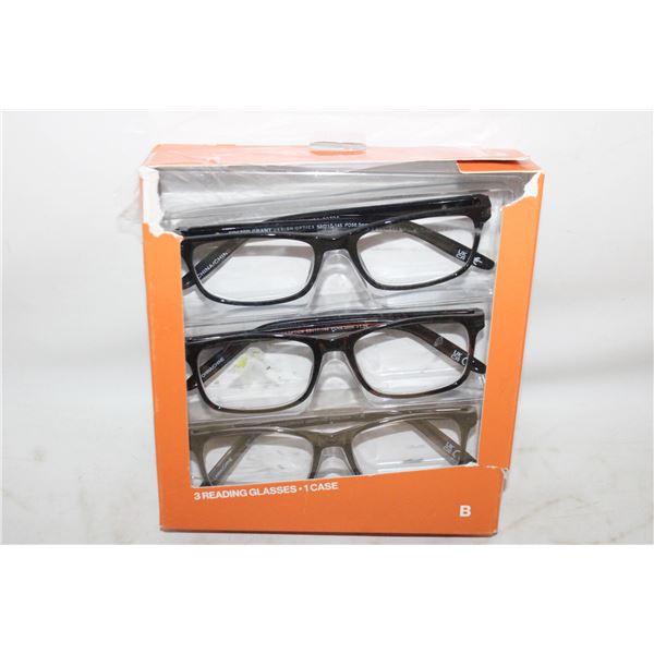 FOSTER GRANT 3 READING GLASSES, 1 CASE, +1.25 LDS