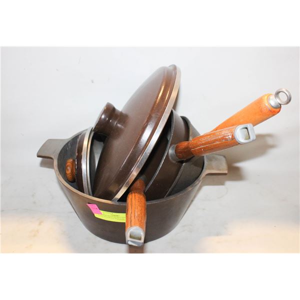 VINTAGE WEST BEND CAST METAL POTS ASSORTED BOX LOT