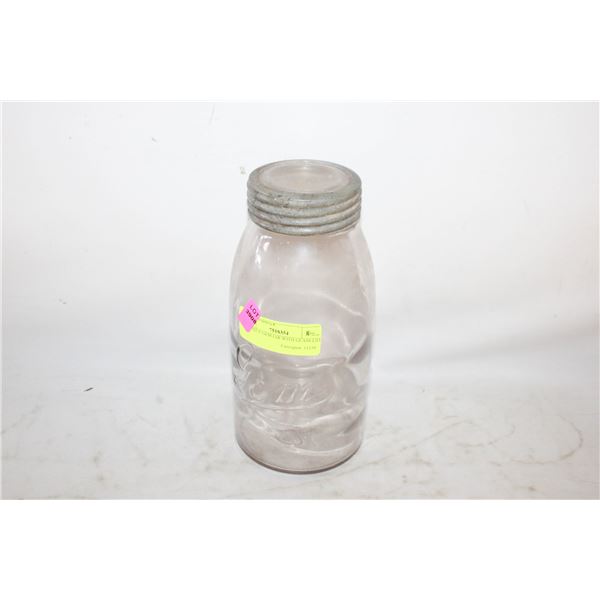 ANTIQUE GEM JAR WITH GLASS LID 9"