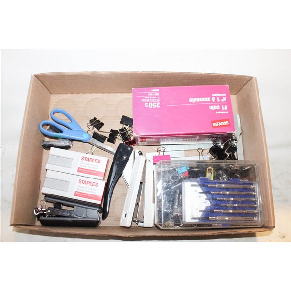 FLAT OF OFFICE SUPPLIES ETC