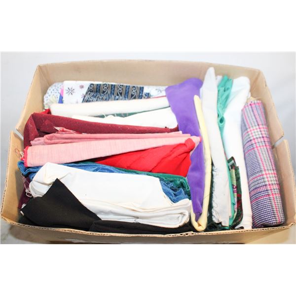 QUILTING FABRIC PIECES & REMNANTS- BOX LOT ASST.
