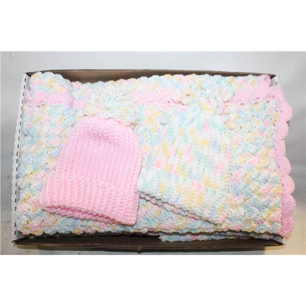NEW HAND-KNITTED 4 BABY TOUQUES &